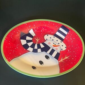 Certified International Snowman Platter - Red and Green